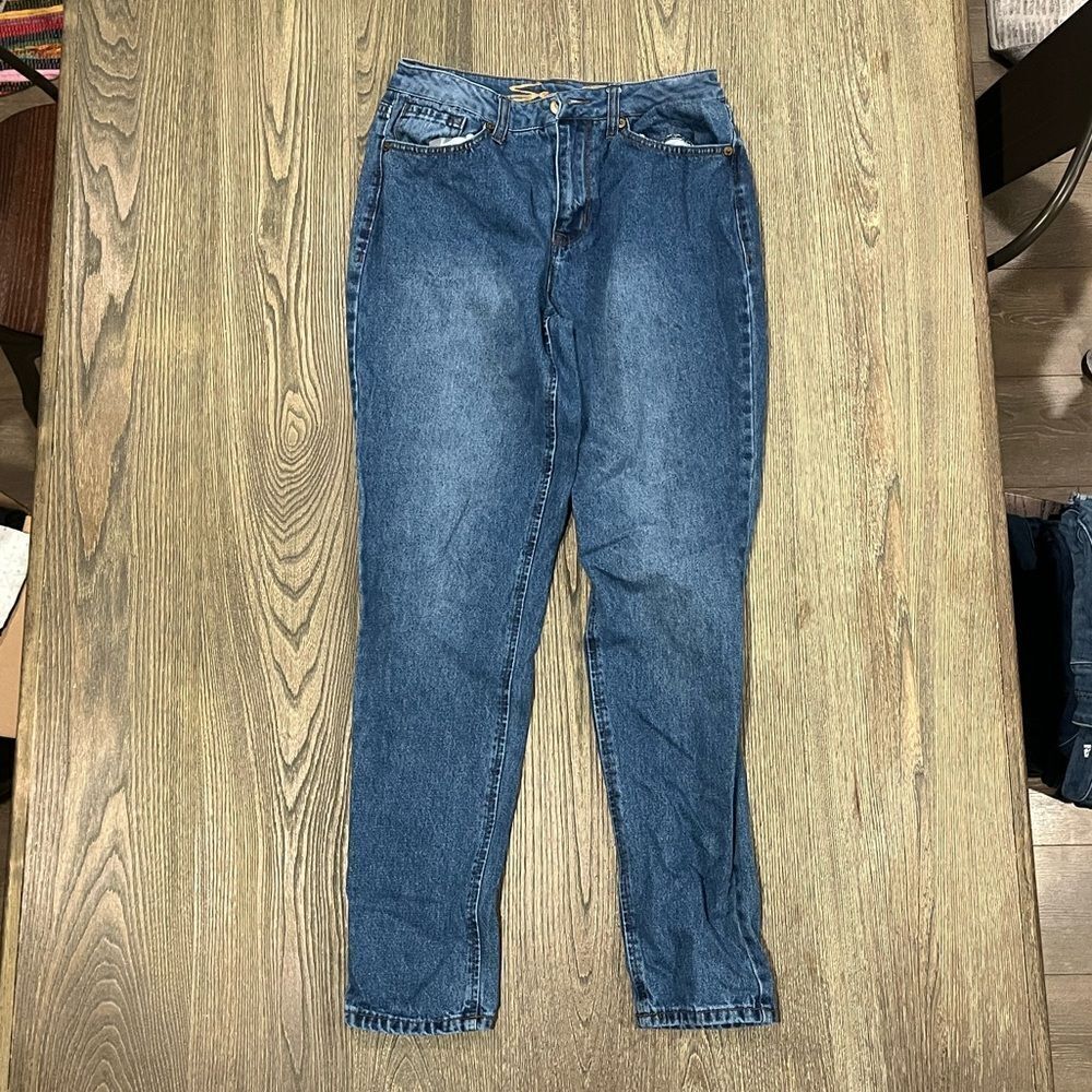 Seven 7 Womens High Rise Tapered Skinny Jeans Denim Cotton Dark Wash Blue Size 6